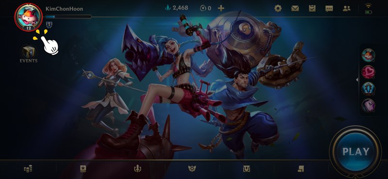 Nhấn v&agrave;o biểu tượng đại diện Li&ecirc;n Minh Tốc Chiến